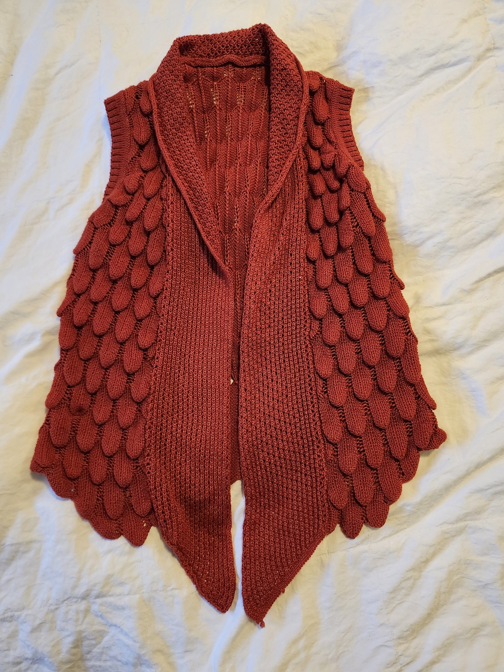 3D Knit Crochet Dragon Scales With Star Detail Vest